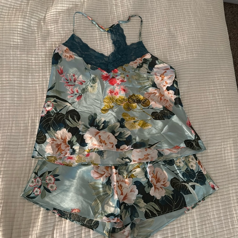 L Floral Silk Pajamas